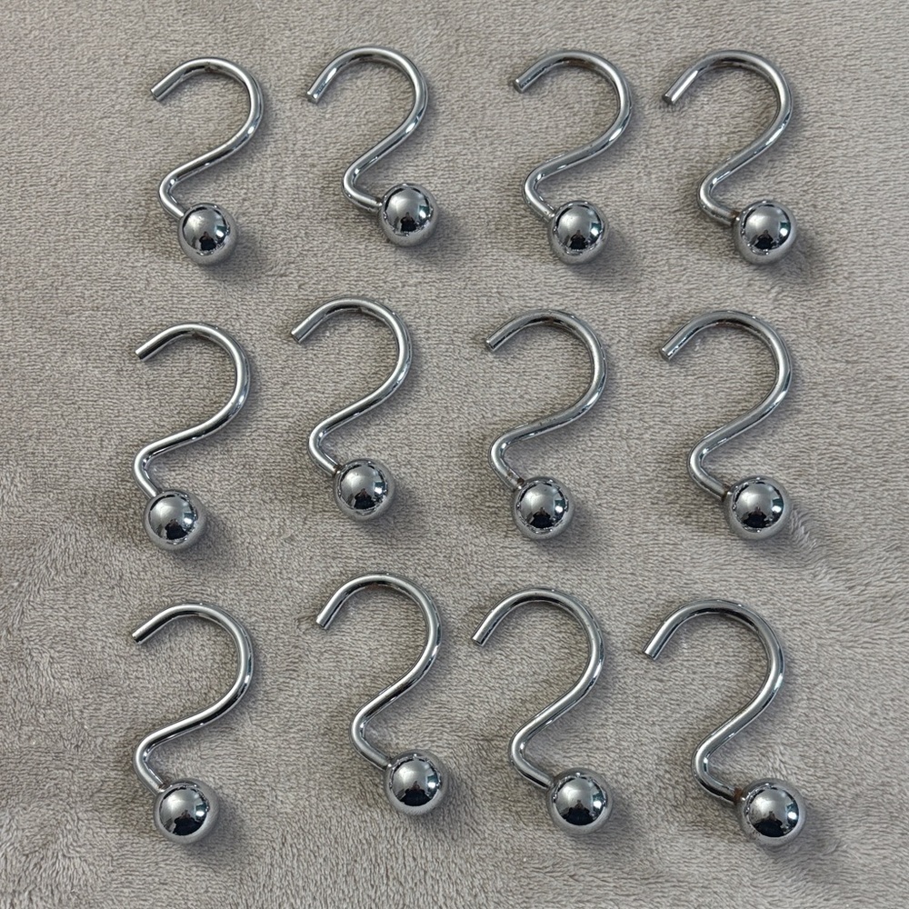 Silver Metal Shower Curtain Hooks